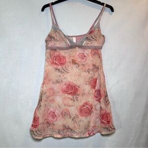 Pink Rose Mesh Y2K Babydoll Cami. Fairycore Coquette Romantic. Size L
